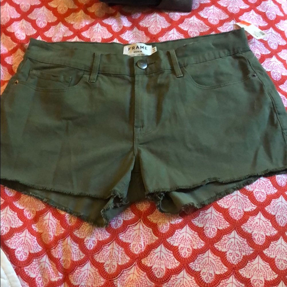 NWT green FRAME cut off shorts